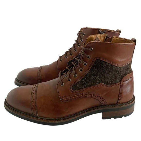 Johnston & Murphy Fullerton Leather Cap Toe Lace Up Boots Size 9 Brogue EUC main image 5